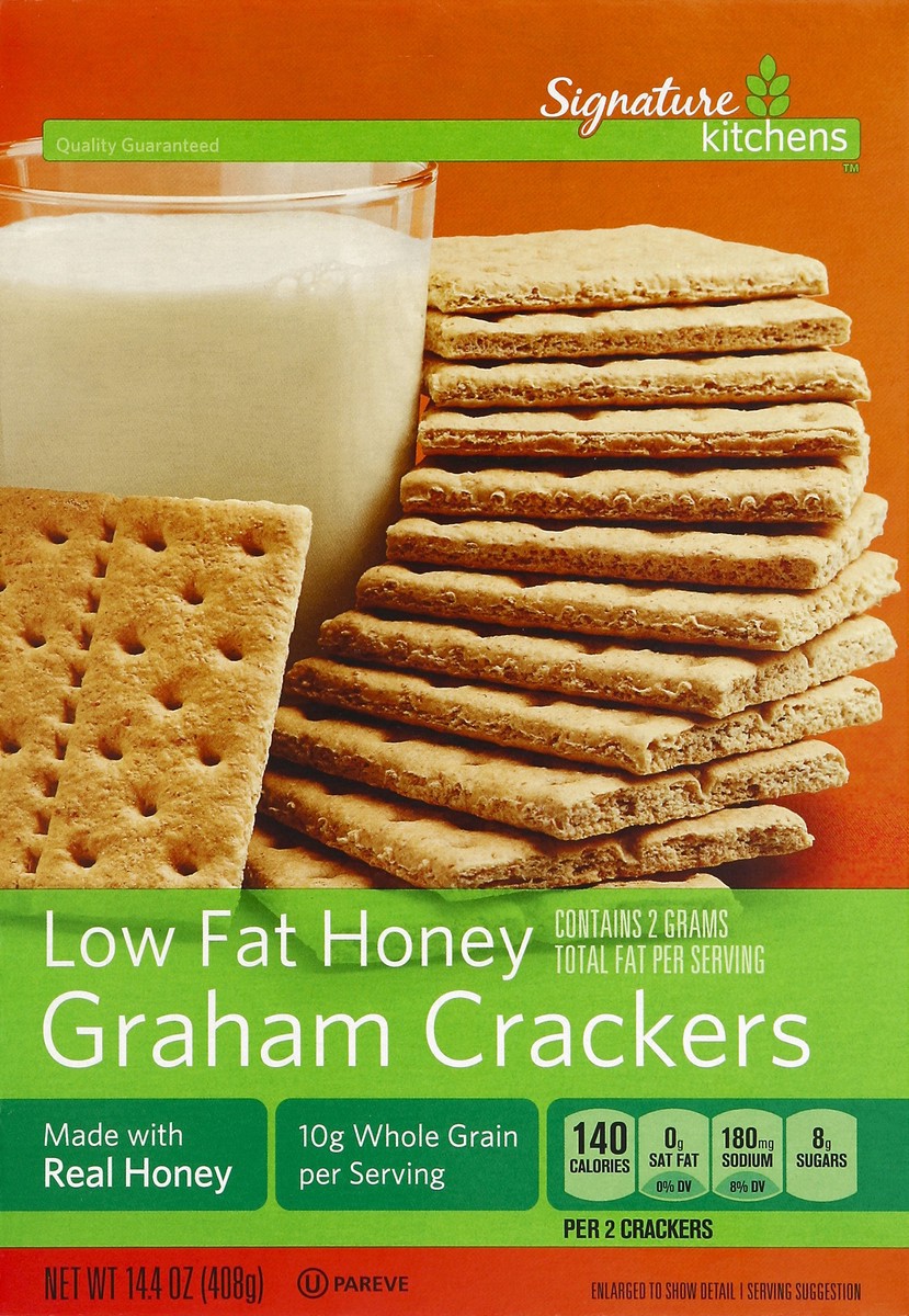 slide 3 of 4, Signature Kitchens Crackers Graham Honey Low Fat, 14.4 oz