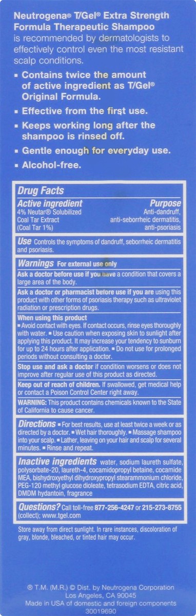 slide 5 of 9, T/Gel Extra Strength Therapeutic Shampoo with 1% Coal Tar, Anti-Dandruff Treatment for Long-Lasting Relief of Itchy, Flaky Scalp from Psoriasis & Seborrheic Dermatitis, 6 fl. oz, 6 fl oz