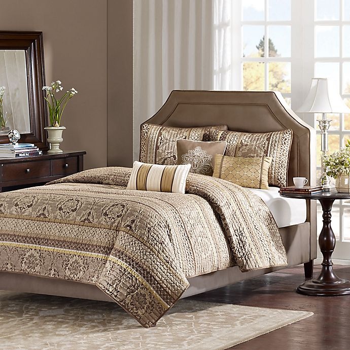 slide 1 of 8, Madison Park Bellagio King/Cal-King Reversible Coverlet Set - Brown, 6 ct