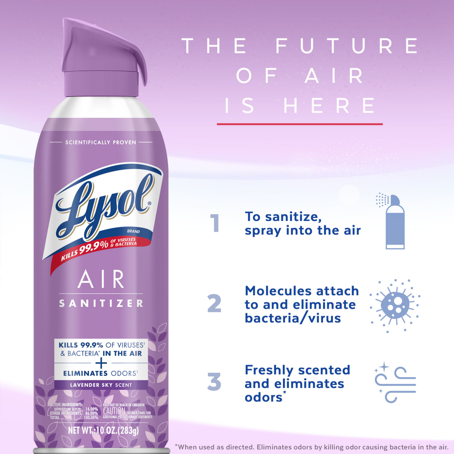 slide 4 of 4, Lysol Air Sanitizing Spray Air Freshener Lavender Sky - 10 oz, 10 oz