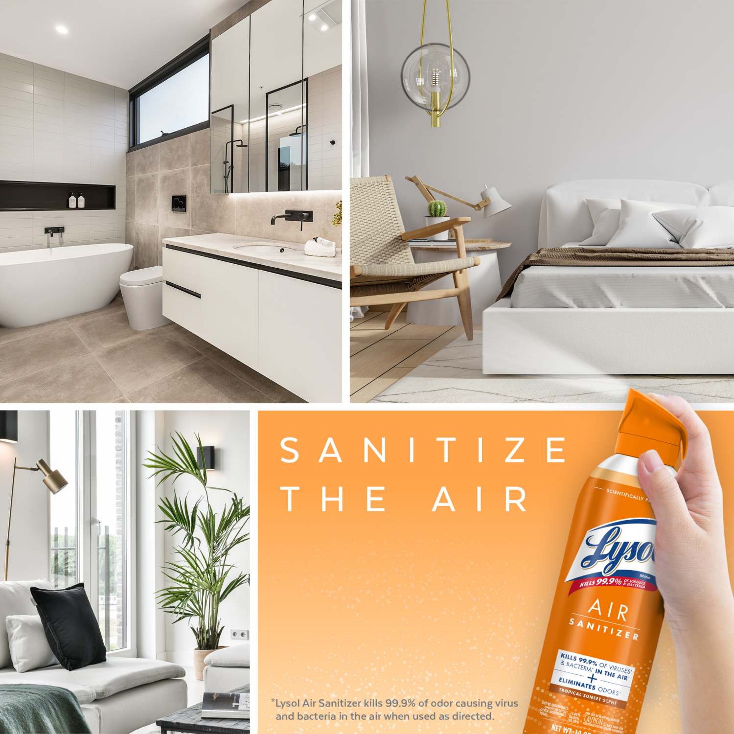 slide 3 of 4, Lysol Air Sanitizing Spray, Odor Eliminating Air Freshener, Tropical Sunset, 10 oz, 10 oz