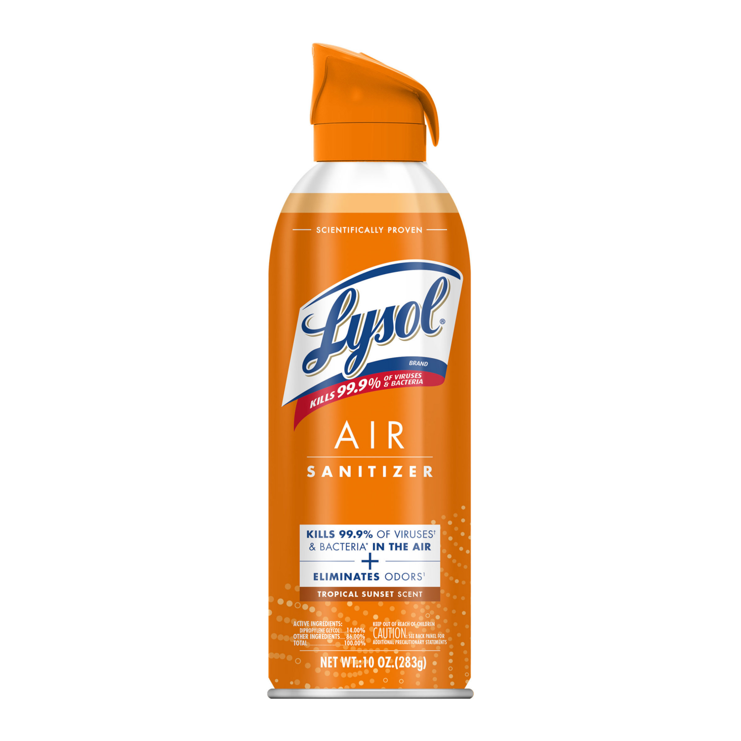 slide 1 of 4, Lysol Air Sanitizing Spray, Odor Eliminating Air Freshener, Tropical Sunset, 10 oz, 10 oz