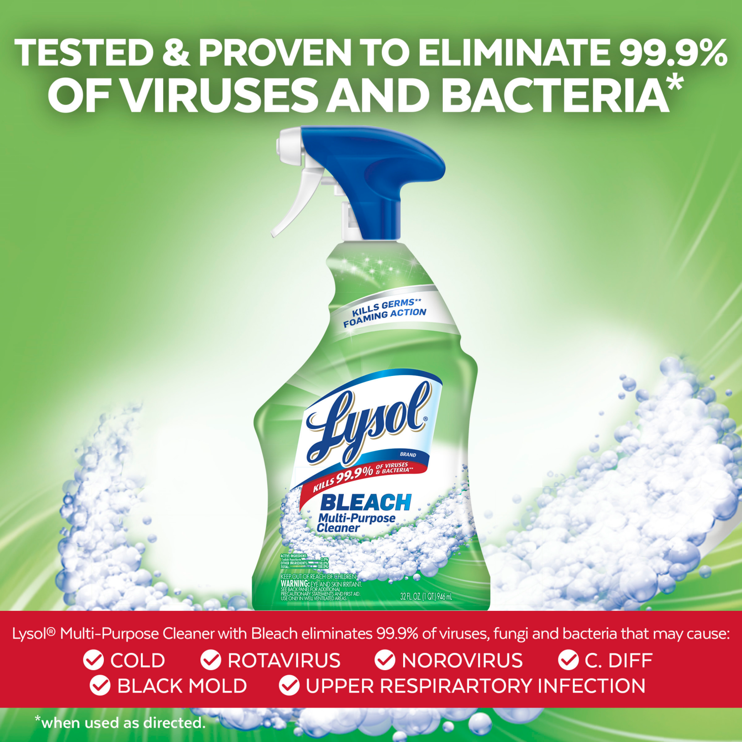 slide 2 of 4, Lysol Bleach Multi-Purpose Cleaner 32 oz, 32 oz