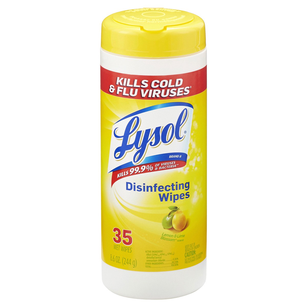 slide 1 of 1, Lysol Lemon & Lime Blossom Scent Disinfecting Wipes 35 ea, 35 ct