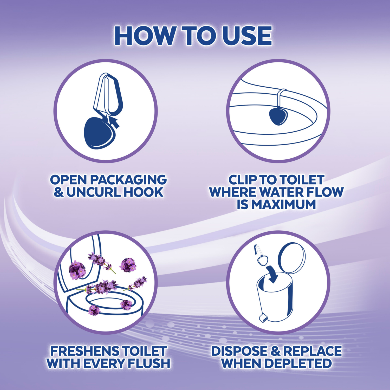 slide 4 of 4, LYSOL Toilet Bowl Cleaner - Automatic ITB Disc - Lavender Fields 4/2 ct, 2.82 oz