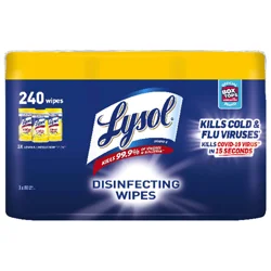 Lysol Lemon & Lime Blossom Scent Disinfecting Wipes 3 - 80 ea Canisters
