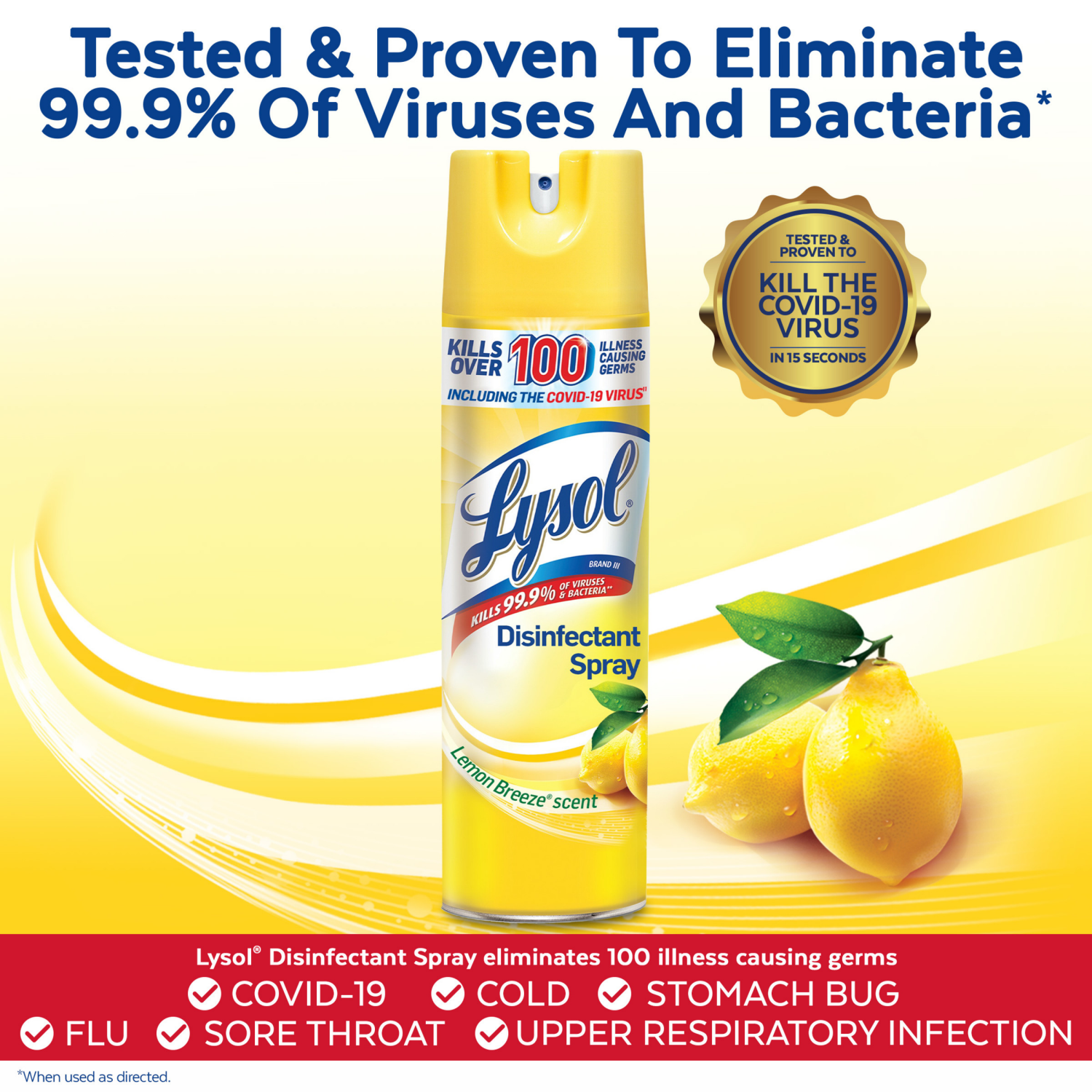 slide 4 of 6, Lysol Disinfectant Spray, Sanitizing and Antibacterial Spray, For Disinfecting and Deodorizing, Lemon Breeze, 19 Fl Oz., 19 oz