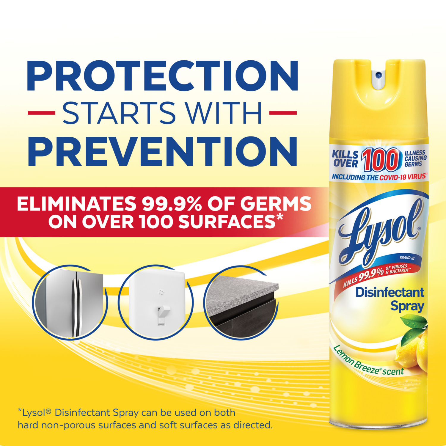 slide 6 of 6, Lysol Disinfectant Spray, Sanitizing and Antibacterial Spray, For Disinfecting and Deodorizing, Lemon Breeze, 19 Fl Oz., 19 oz