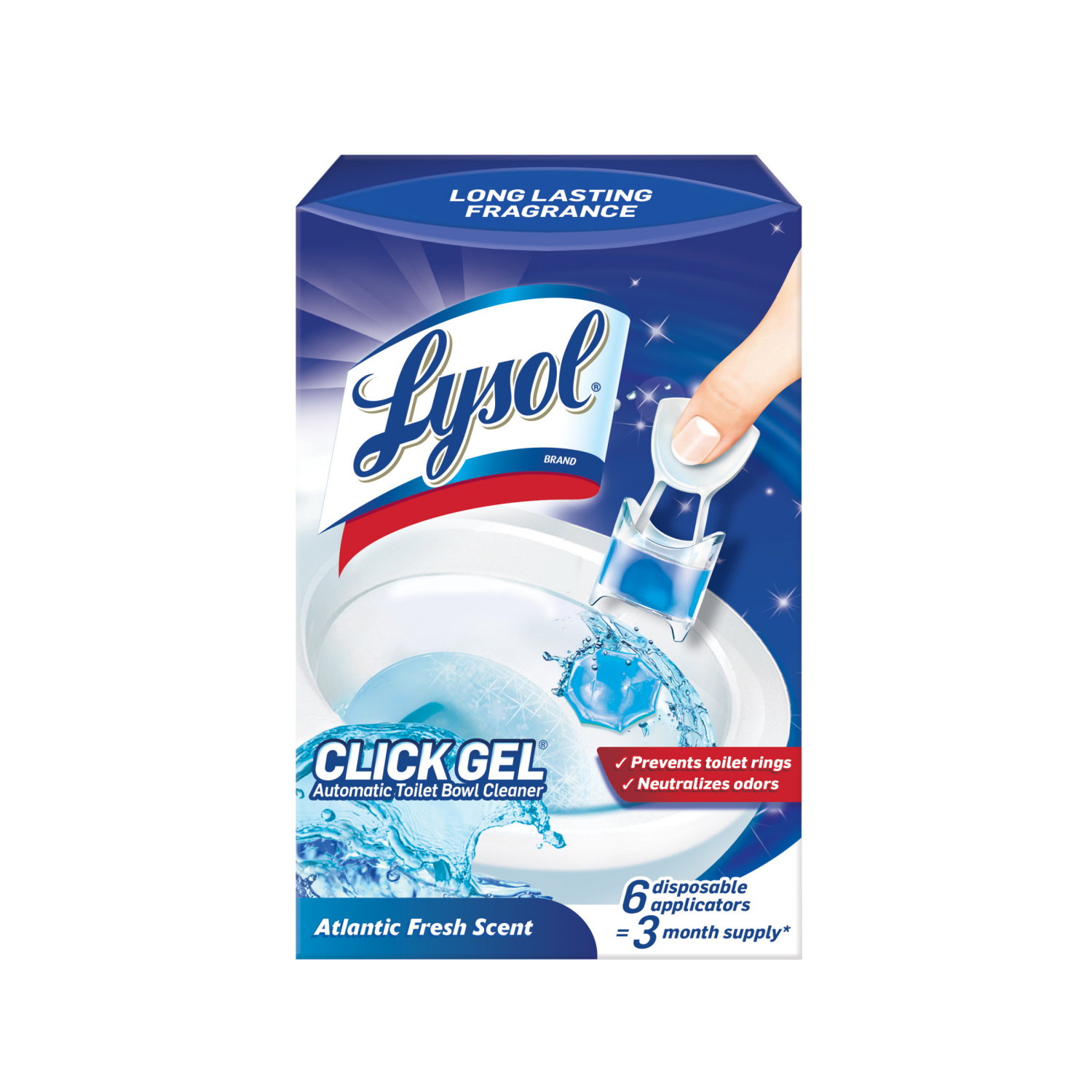 slide 1 of 4, Lysol Click Gel Atlantic Fresh Scent Automatic Toilet Bowl Cleaner 6 - 0.17 oz Applicators, 6 ct
