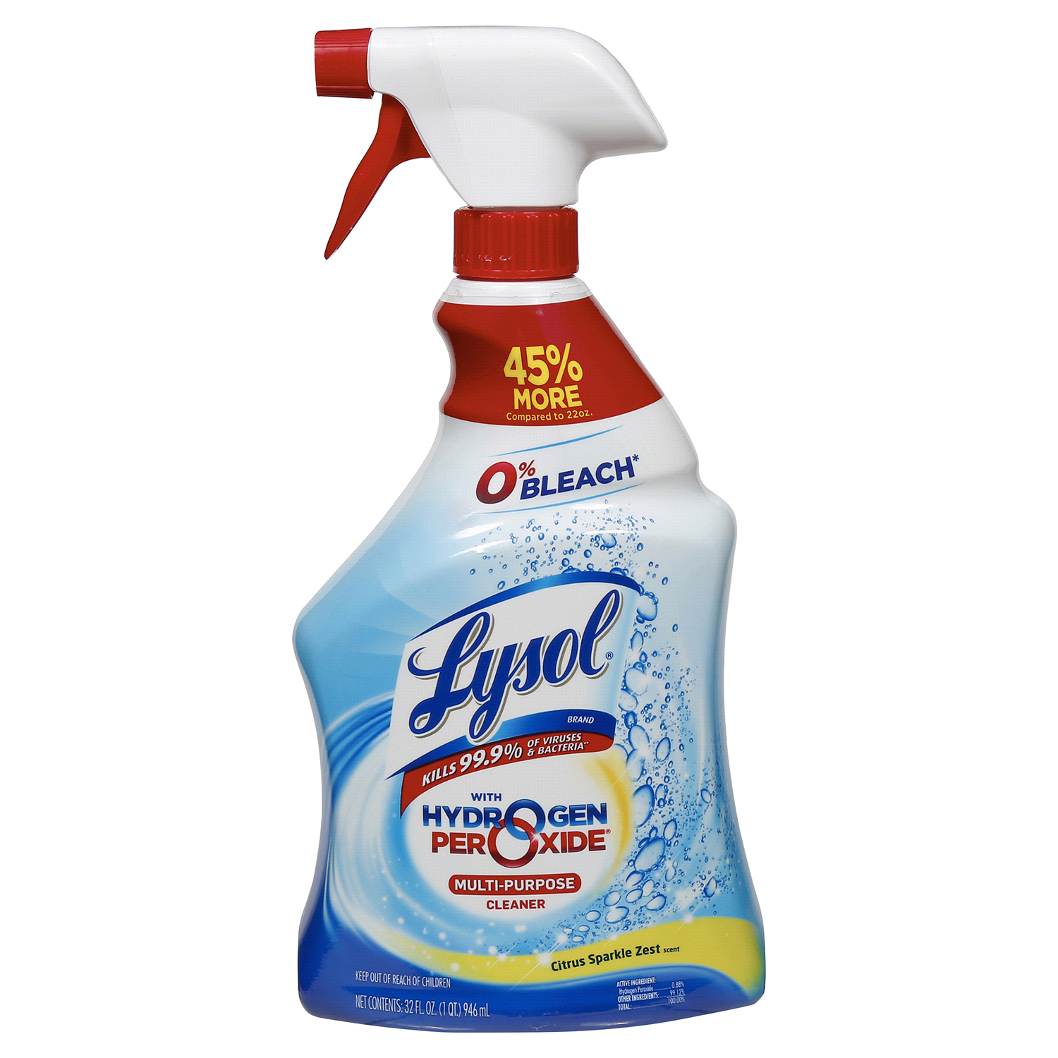 slide 1 of 2, Lysol Citrus Sparkle Zest Scent Multi-Purpose Cleaner with Hydrogen Peroxide 32 fl oz, 32 fl oz
