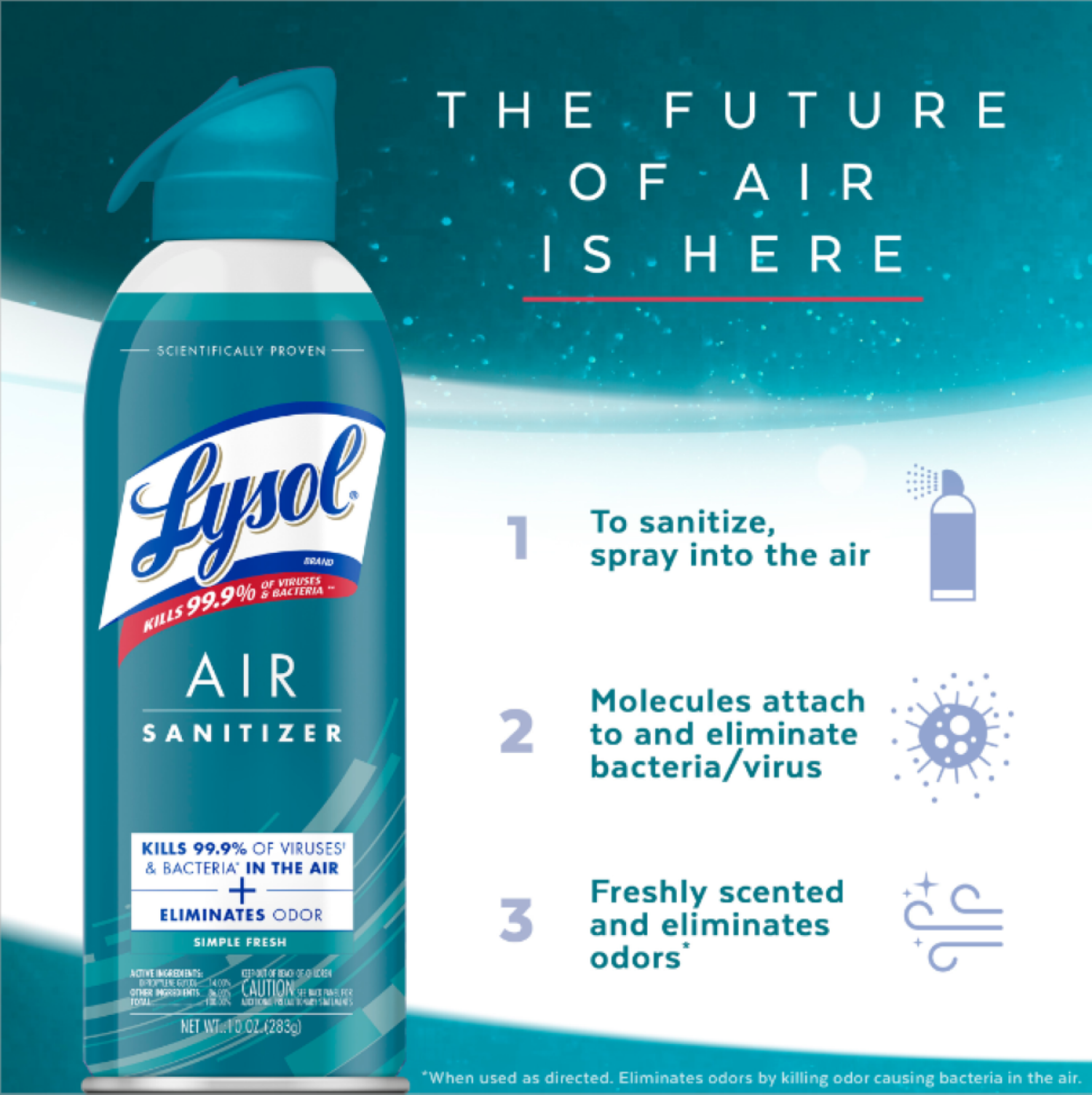 slide 3 of 3, Lysol Simple Fresh Scent Air Sanitizer 10 oz, 10 oz