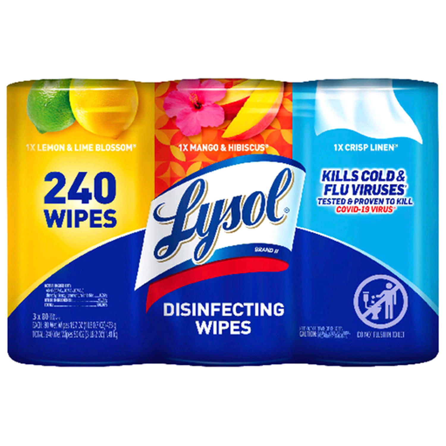 slide 1 of 1, Lysol Assorted Disinfecting Wipes 3-80 Wet Wipes, 3 ct