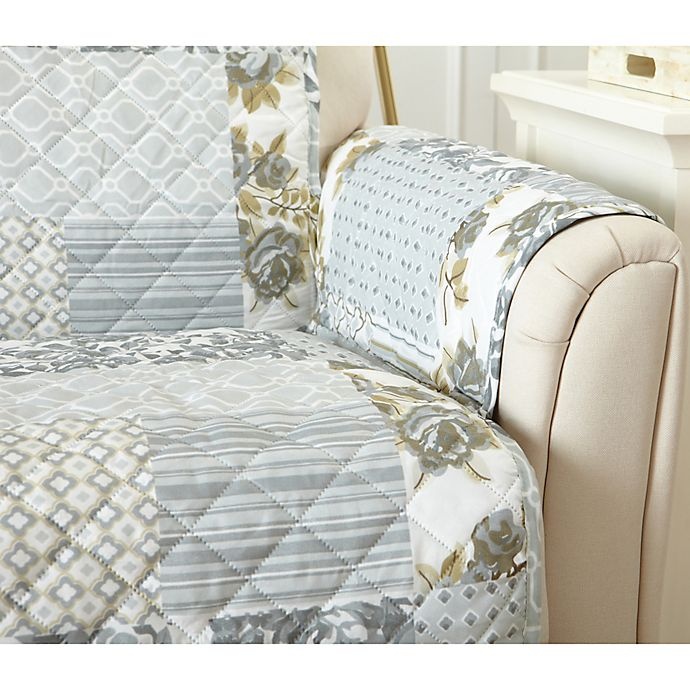 slide 2 of 5, Great Bay Home Patchwork Chair Protector - Grey, 1 ct