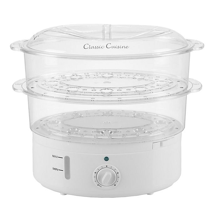 slide 6 of 8, Classic Cuisine Vegetable Steamer Cooker - White, 6.3 qt