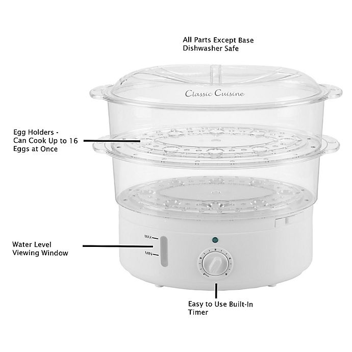 slide 2 of 8, Classic Cuisine Vegetable Steamer Cooker - White, 6.3 qt