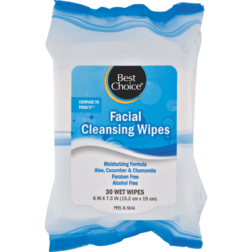 slide 1 of 1, Best Choice Facial Cleansing Wipes, 30 ct