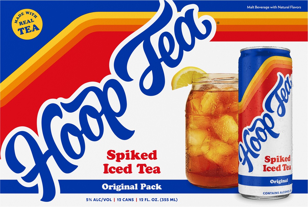 slide 8 of 9, Hoop Tea Original Spiked Iced Tea, 12 Pack, 12 Fl. Oz. Cans, 144 fl oz