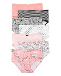 Carters 7-Pack Unicorn Print Stretch Cotton Underwear Pink/Black 2-3