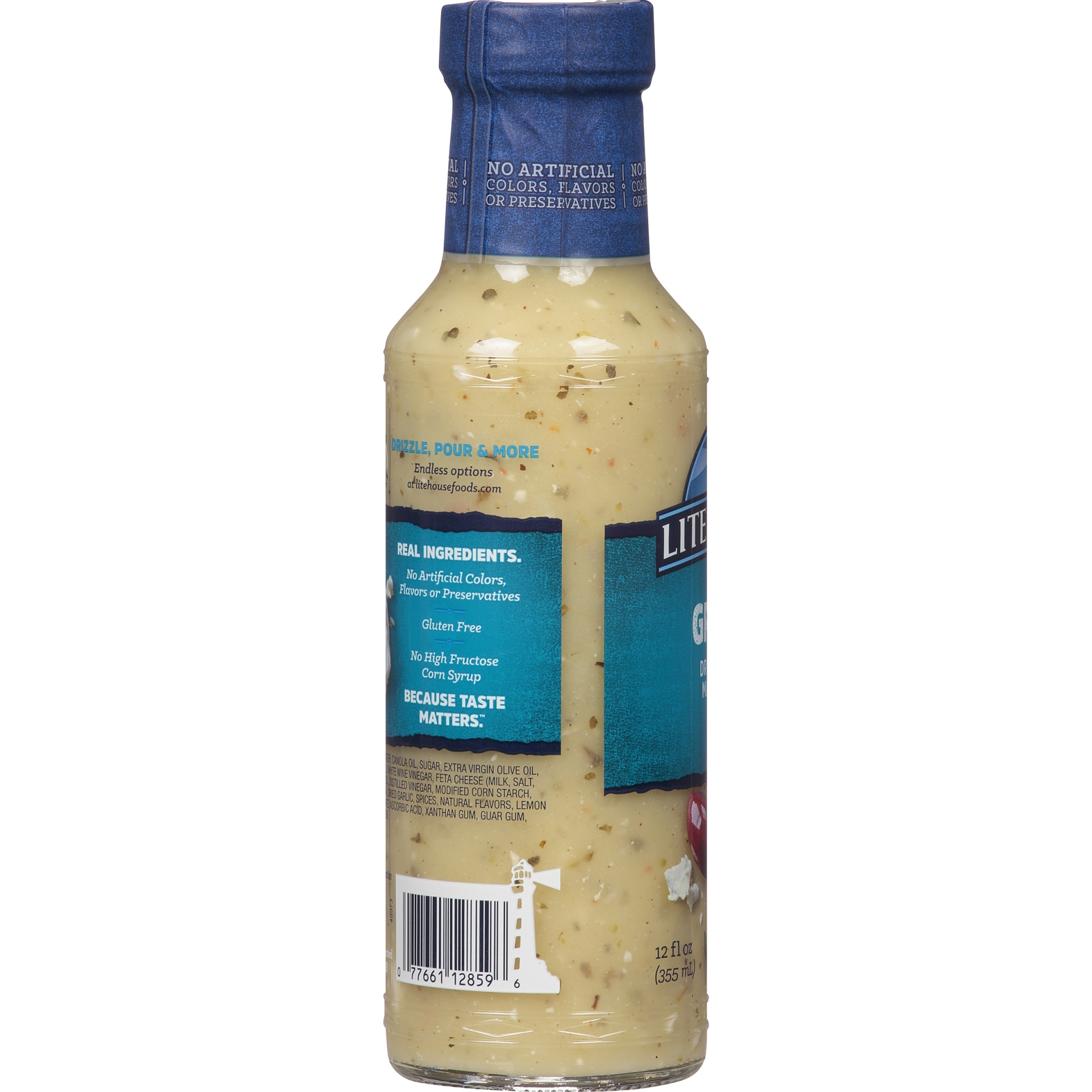 slide 7 of 8, Litehouse Greek with Extra Virgin Olive Oil Vinaigrette Dressing 12 fl. oz. Bottle, 12 oz