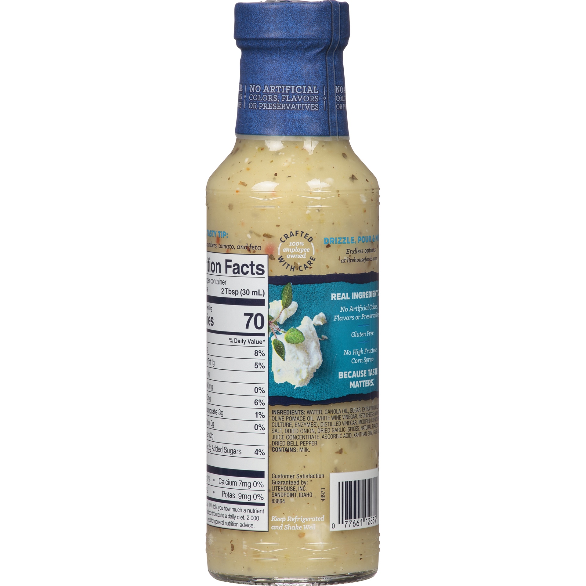 slide 4 of 8, Litehouse Greek with Extra Virgin Olive Oil Vinaigrette Dressing 12 fl. oz. Bottle, 12 oz