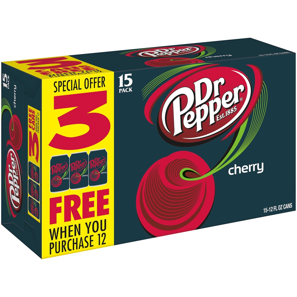 slide 2 of 2, Dr Pepper Cherry Soda, 12 fl oz cans, 15 pack, 15 ct