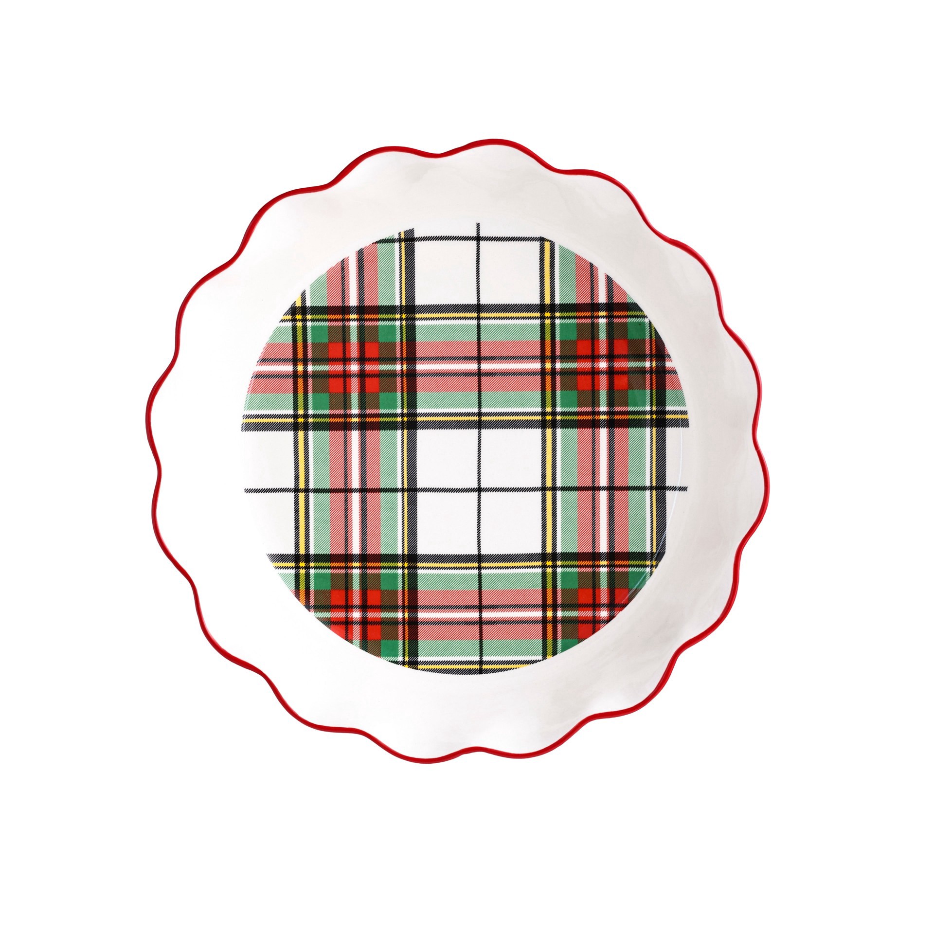 slide 2 of 4, 10" Green & Red Plaid Ceramic Pie Dish By Ashland, 10 in
