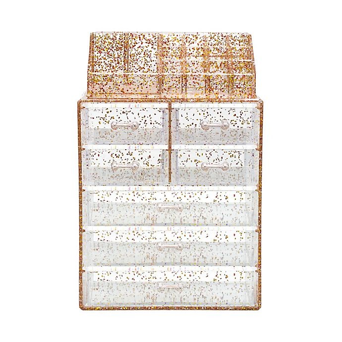 slide 2 of 2, Sorbus 7-Drawer Vanity Organizer - Gold Glitter, 2 ct