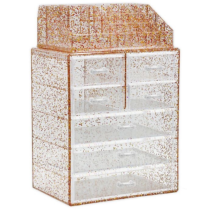 slide 1 of 2, Sorbus 7-Drawer Vanity Organizer - Gold Glitter, 2 ct