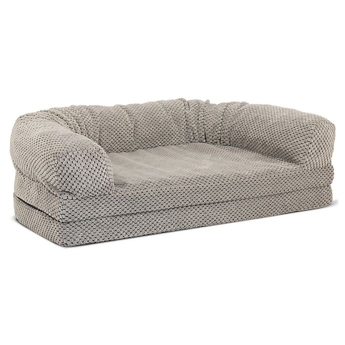 slide 2 of 7, Precious Tails Chenille Round Sofa Fold Out Orthopedic Pet Bed - Grey, 36 in