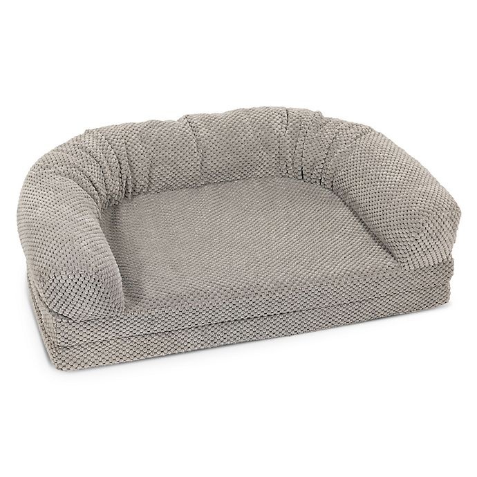 slide 5 of 7, Precious Tails Chenille Round Sofa Fold Out Orthopedic Pet Bed - Grey, 36 in
