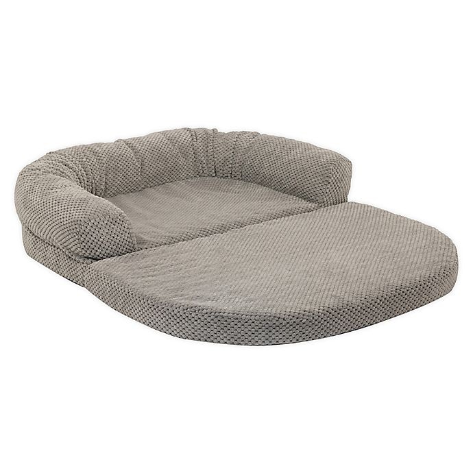 slide 1 of 7, Precious Tails Chenille Round Sofa Fold Out Orthopedic Pet Bed - Grey, 36 in