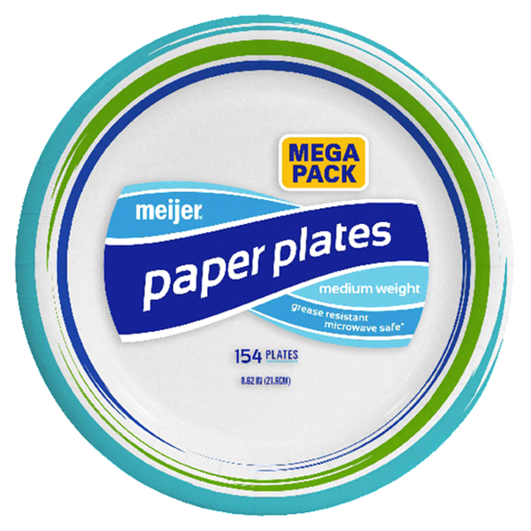 slide 1 of 1, Meijer Medium Weight Paper Plates, 154 ct