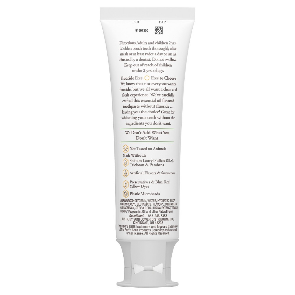 Burt's Bees Purely White Fluoride-Free Toothpaste 4.7oz Zen Peppermint