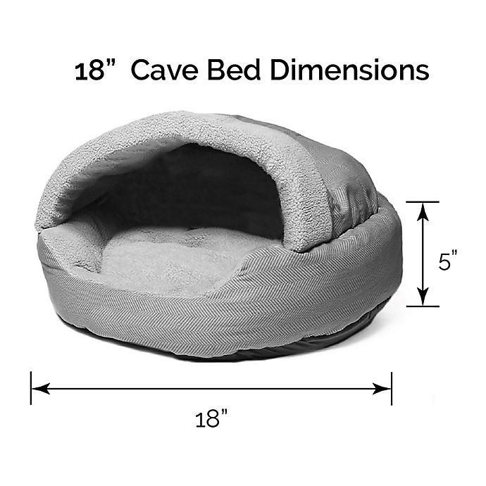 slide 2 of 3, Precious Tails Plush Fleece Herringbone Cave Small Pet Bed - Grey, 1 ct