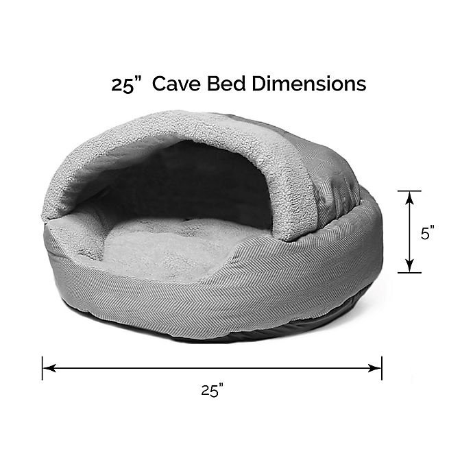 slide 2 of 3, Precious Tails Plush Fleece Cave Herringbone Medium Pet Bed - Grey, 1 ct