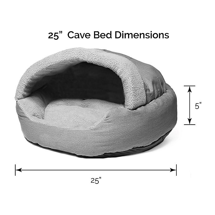 slide 2 of 3, Precious Tails Plush Fleece Cave Herringbone Medium Pet Bed - Mocha, 1 ct