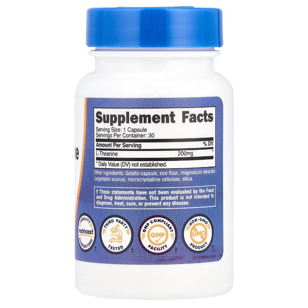 slide 2 of 2, Nutricost® L-Theanine Supplement Capsules 200mg, 30 ct