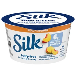 Silk Peach Mango Dairy Free, Soy Milk Yogurt Alternative, Smooth and Creamy Plant Based Yogurt with 6 Grams of Protein Per Serving, 5.3 OZ Container