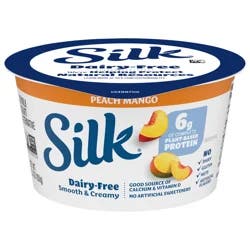 Silk Peach Mango Dairy Free, Soy Milk Yogurt Alternative, Smooth and Creamy Plant Based Yogurt with 6 Grams of Protein Per Serving, 5.3 OZ Container