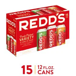 Redd's Hard Apple Variety Pack Ale Beer, 15 Pack, 12 fl oz Cans, 5% ABV