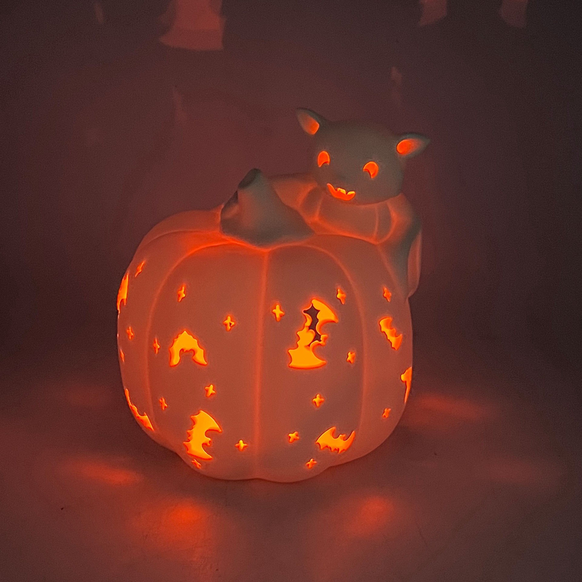 slide 6 of 8, 6.75" Diy Ceramic Led Pumpkin & Bat Decor By Make Market, 6 in x 5.5 in x 6.8 in