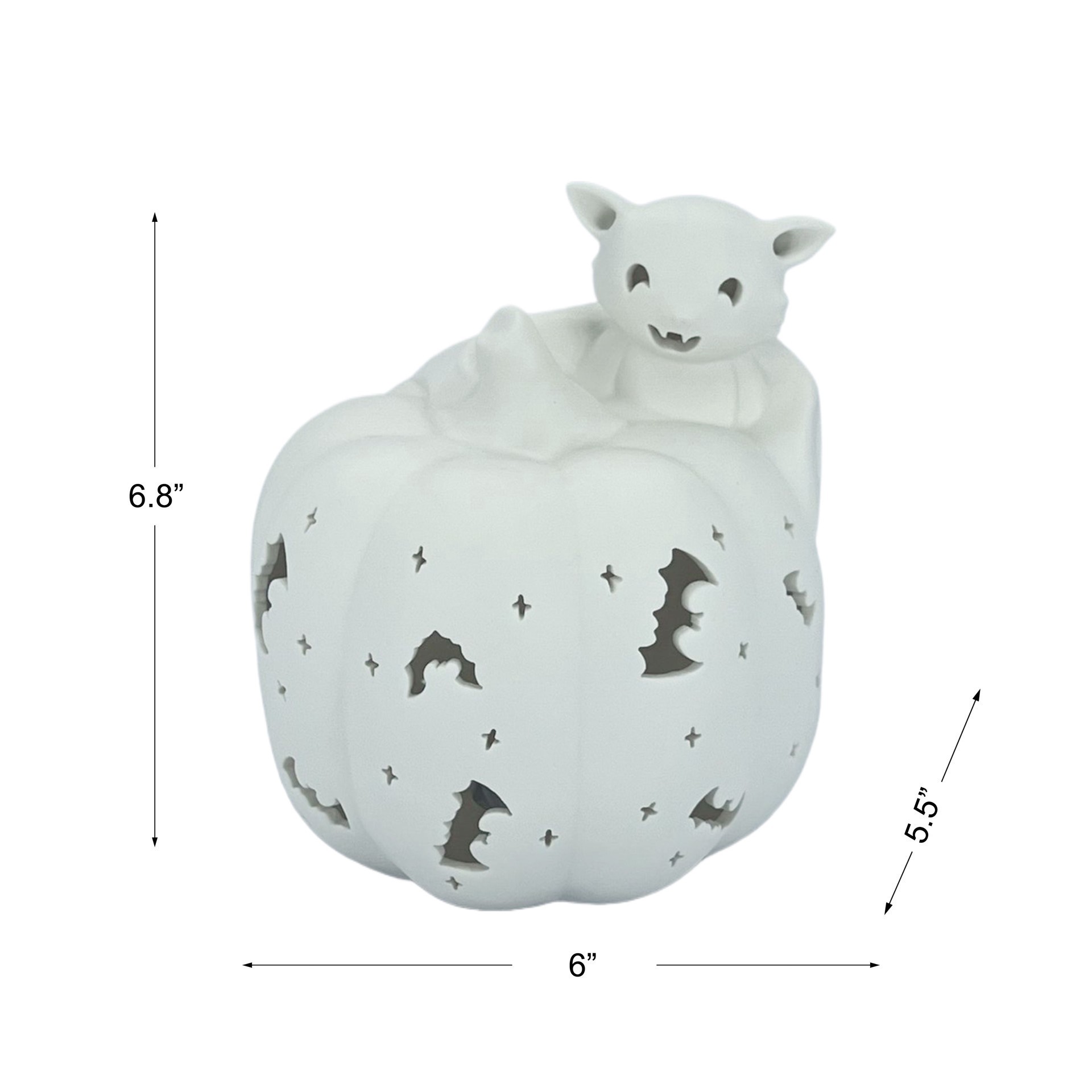 slide 4 of 8, 6.75" Diy Ceramic Led Pumpkin & Bat Decor By Make Market, 6 in x 5.5 in x 6.8 in
