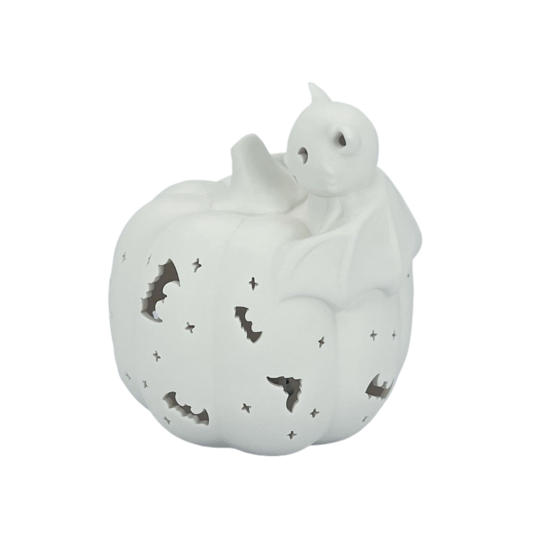 slide 8 of 8, 6.75" Diy Ceramic Led Pumpkin & Bat Decor By Make Market, 6 in x 5.5 in x 6.8 in