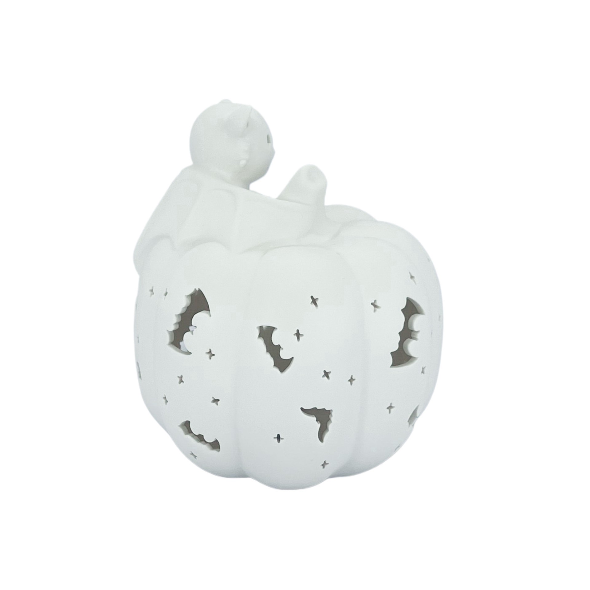 slide 3 of 8, 6.75" Diy Ceramic Led Pumpkin & Bat Decor By Make Market, 6 in x 5.5 in x 6.8 in