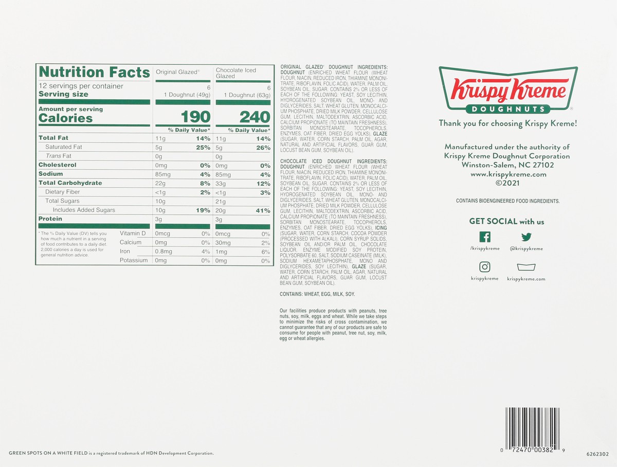 slide 9 of 13, Krispy Kreme Original Glazed/Chocolate Iced Doughnuts 12 ea, 12 ct