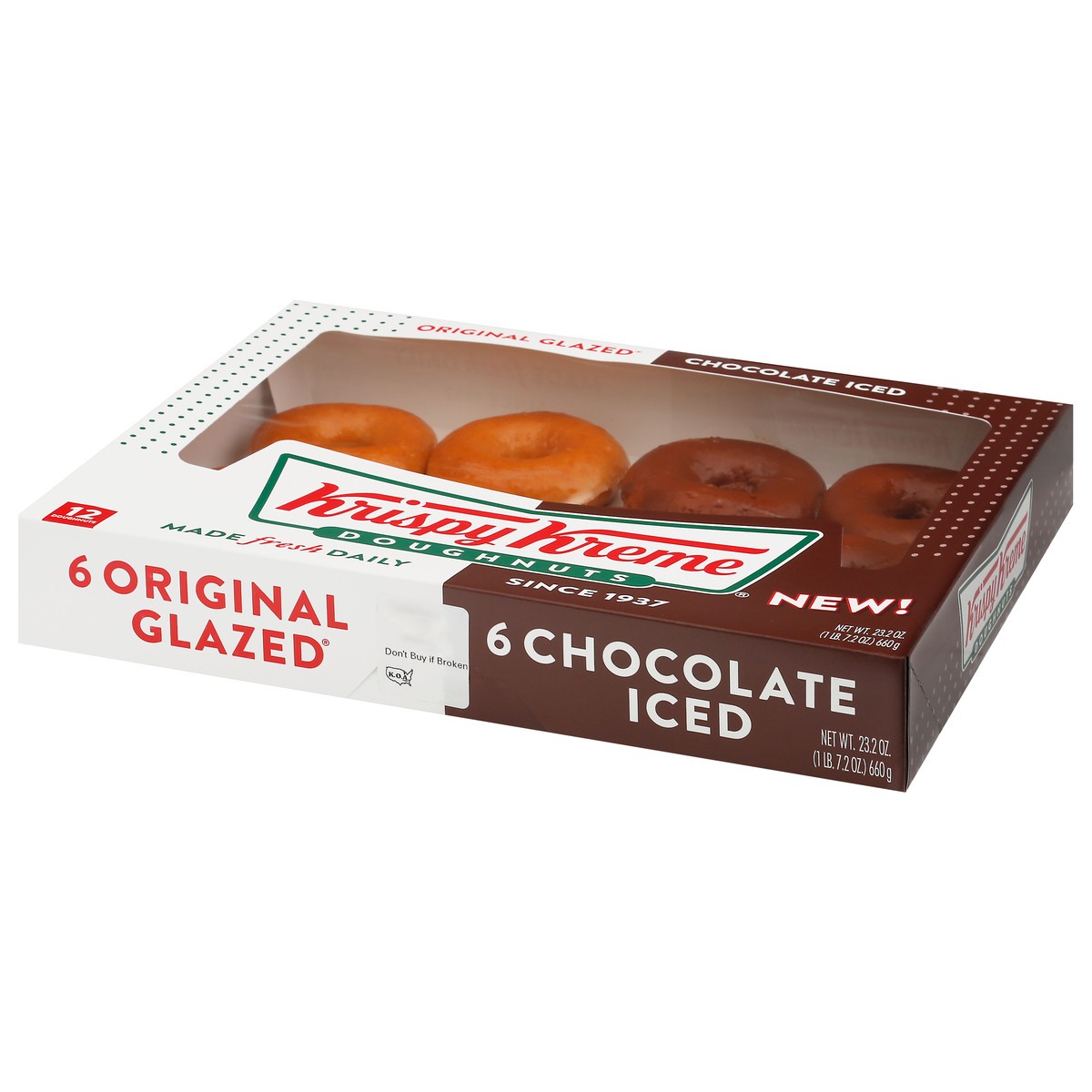 slide 5 of 13, Krispy Kreme Original Glazed/Chocolate Iced Doughnuts 12 ea, 12 ct