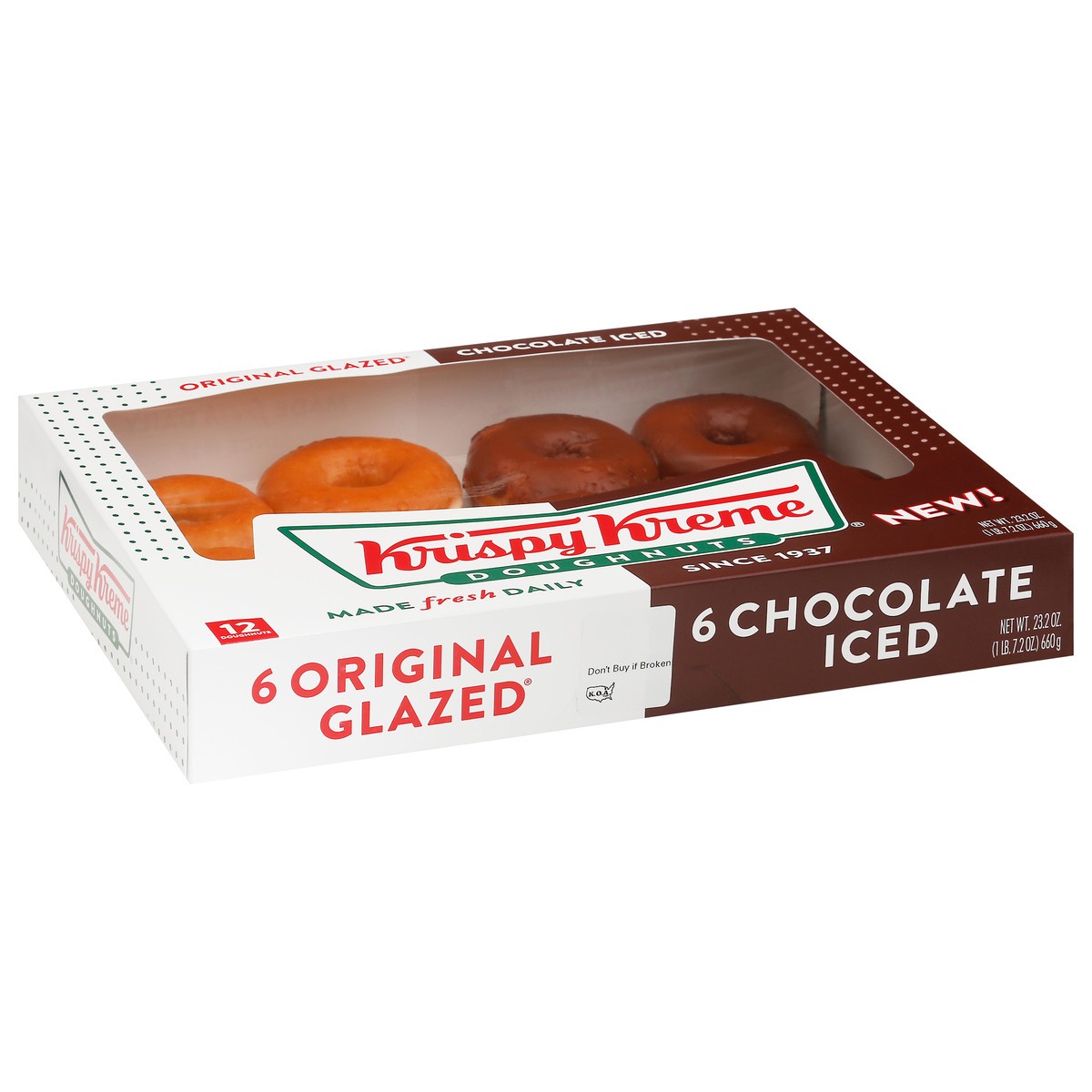 slide 12 of 13, Krispy Kreme Original Glazed/Chocolate Iced Doughnuts 12 ea, 12 ct