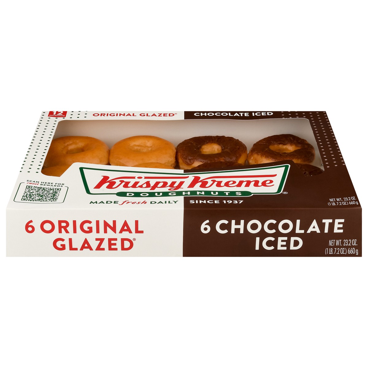 slide 1 of 13, Krispy Kreme Original Glazed/Chocolate Iced Doughnuts 12 ea, 12 ct