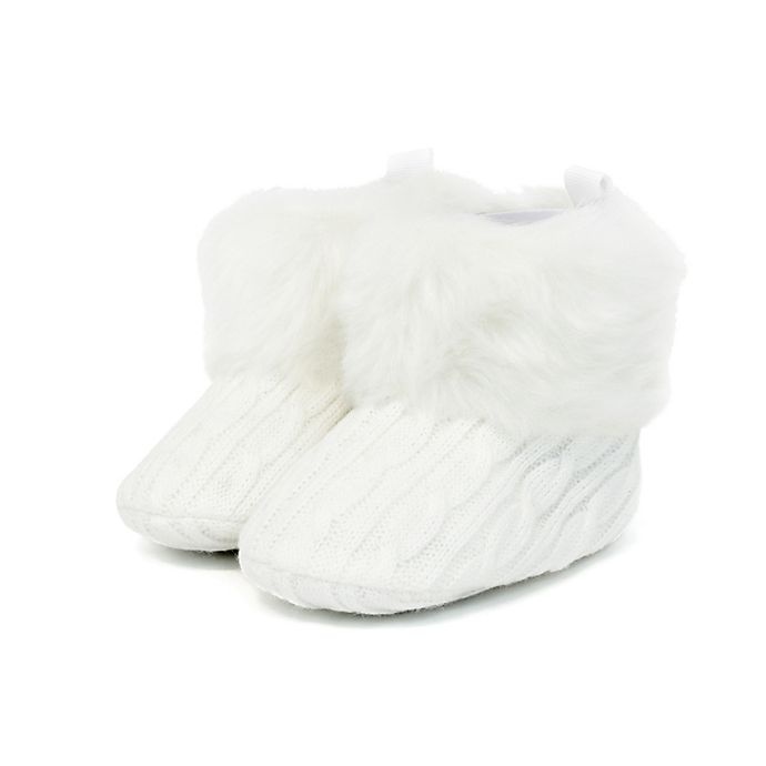 slide 1 of 2, Stepping Stones Knit Faux Fur Cuff Boots - White, 1 ct