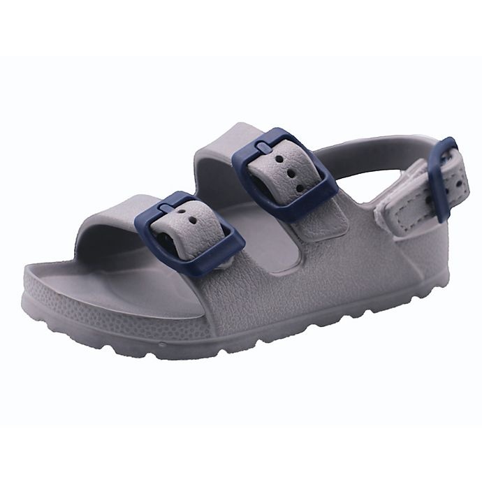 slide 1 of 5, STEPPING STONES TWO BUCKLE EVA SANDAL IN GREY., 1 ct